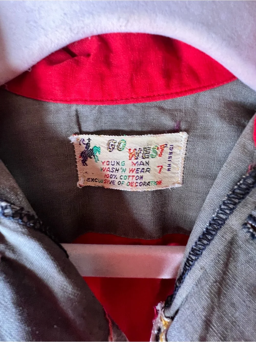 Vintage 1950s Go West Young Man Kids Cowboy Western Shirt, Size 7